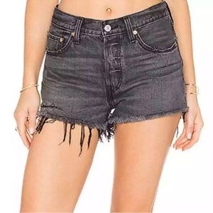 501® Original Fit High Waist Women Distressed Shorts in “Slashed Black” Size 25